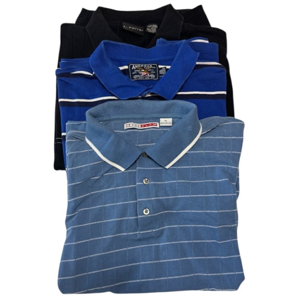 Grand Slam Polo Shirt Men's Size XL Blue Black J. Ferrar American Living Bundle3